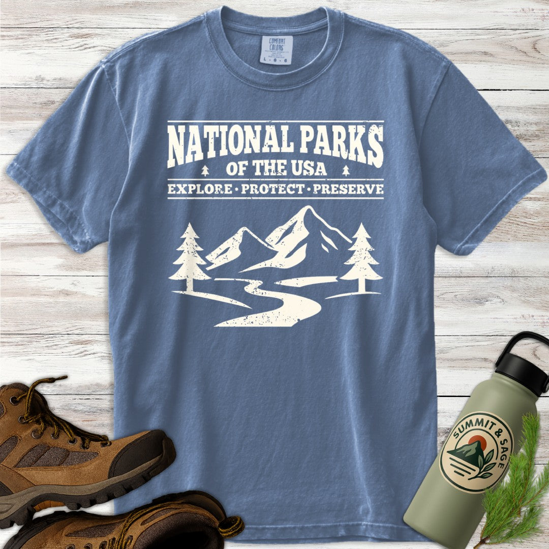 National Parks USA Distressed Graphic T-Shirt