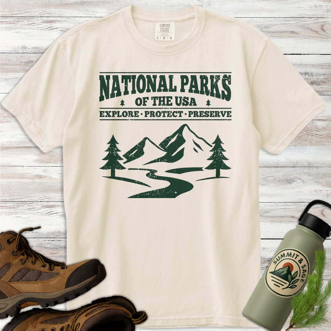 National Parks USA Distressed Graphic T-Shirt