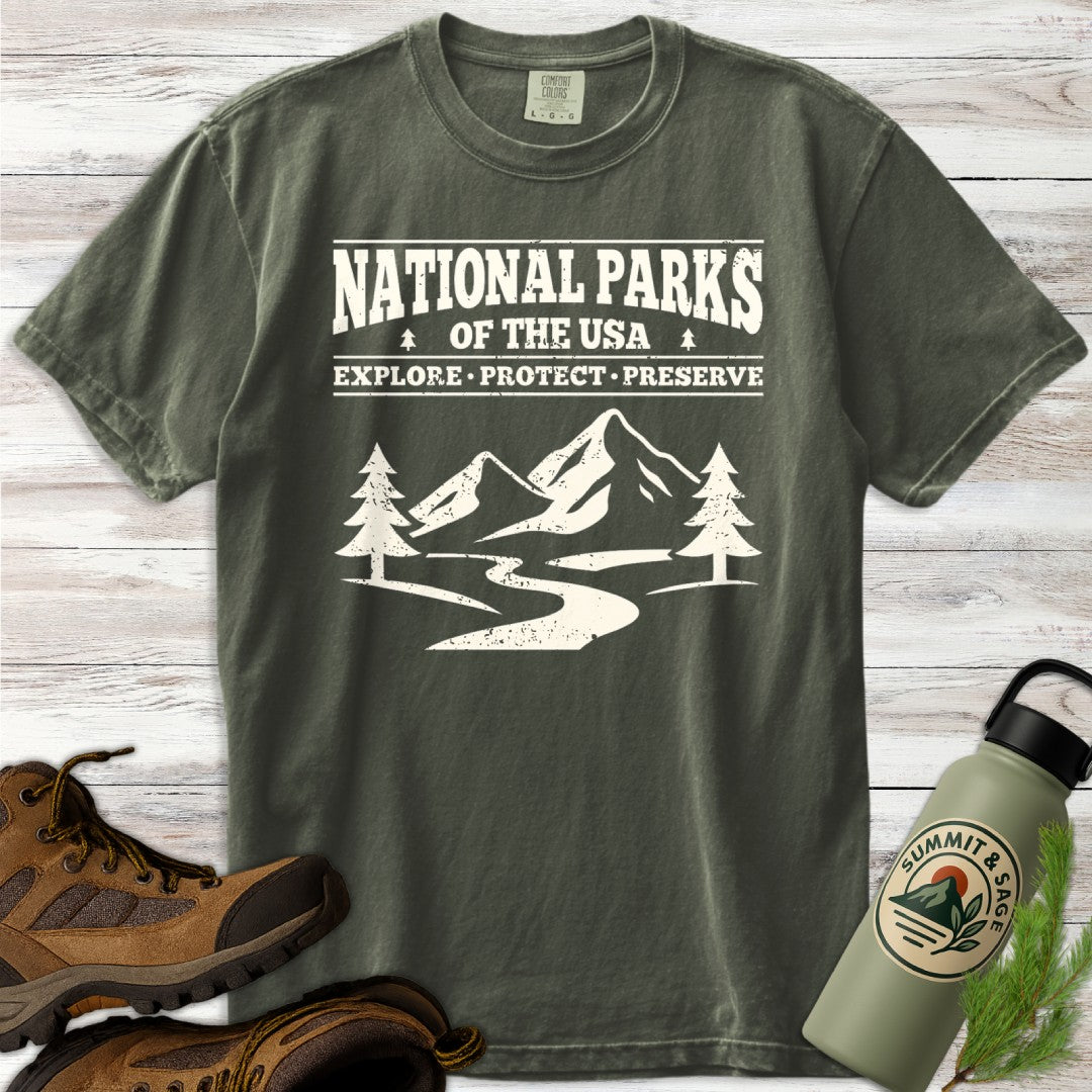 National Parks USA Distressed Graphic T-Shirt