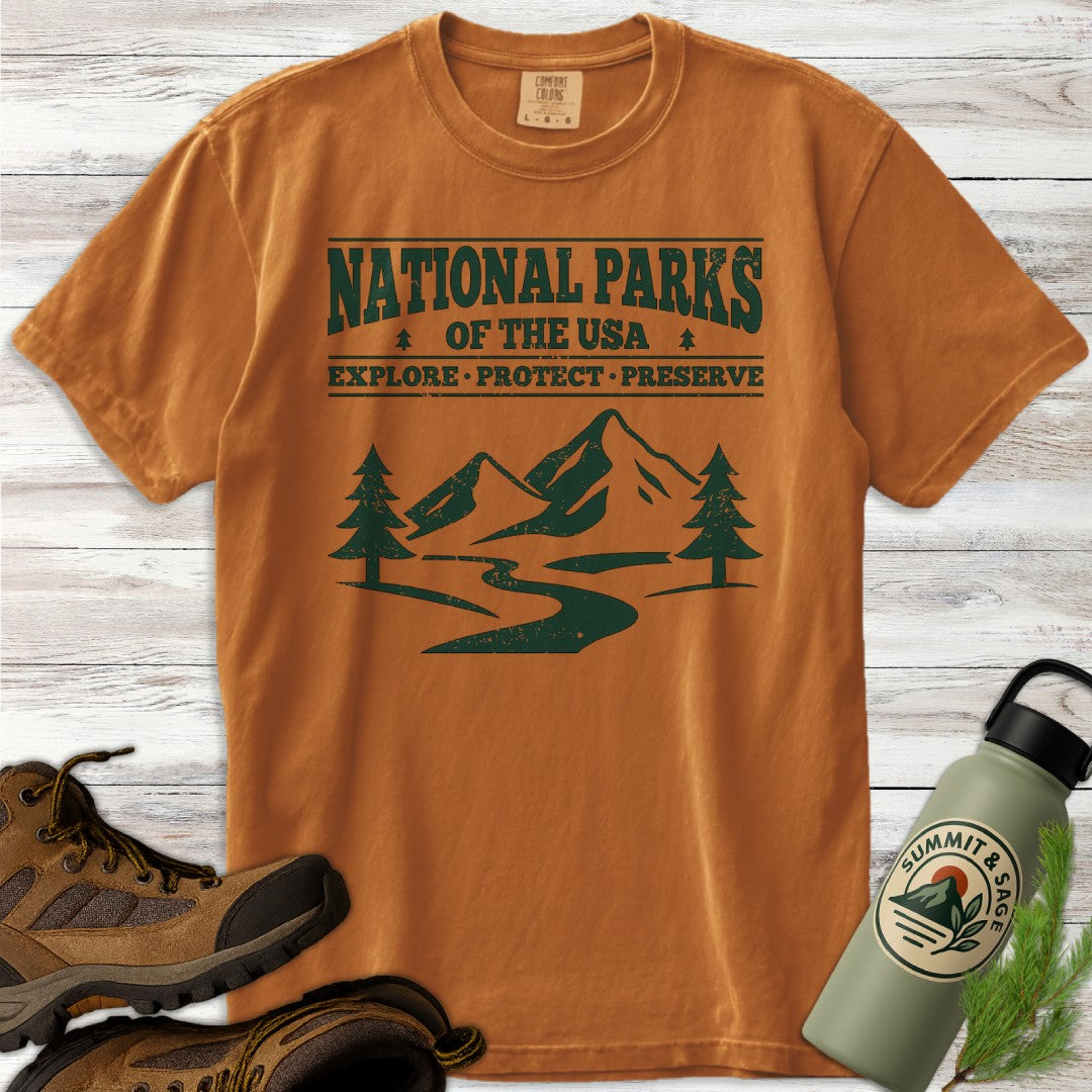 National Parks USA Distressed Graphic T-Shirt