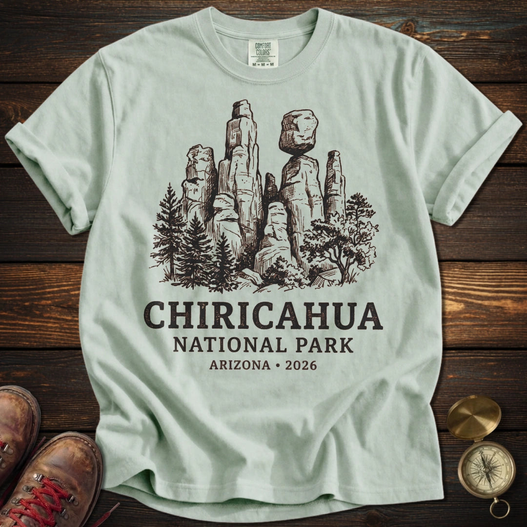 Chiricahua National Park Sketch Line Art T-Shirt - Bay T-Shirt