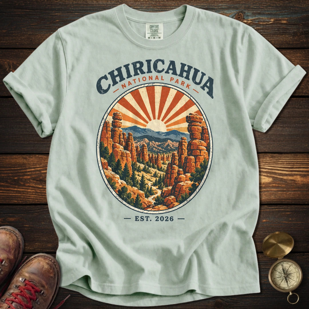 Chiricahua National Park Retro Sunburst Trail T-Shirt - Bay T-Shirt