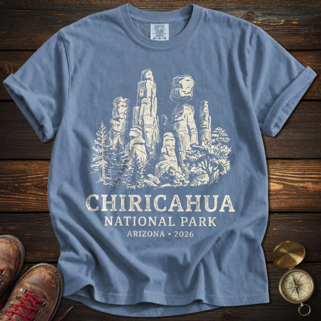 Chiricahua National Park Sketch Line Art T-Shirt - Bluejean T-Shirt