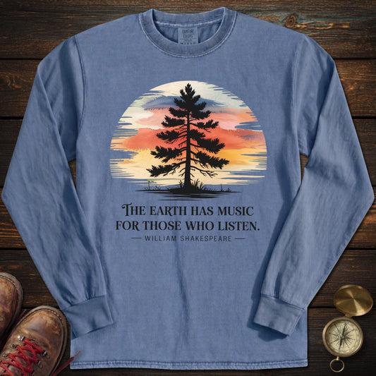 Earth Has Music Watercolor Long Sleeved T-Shirt