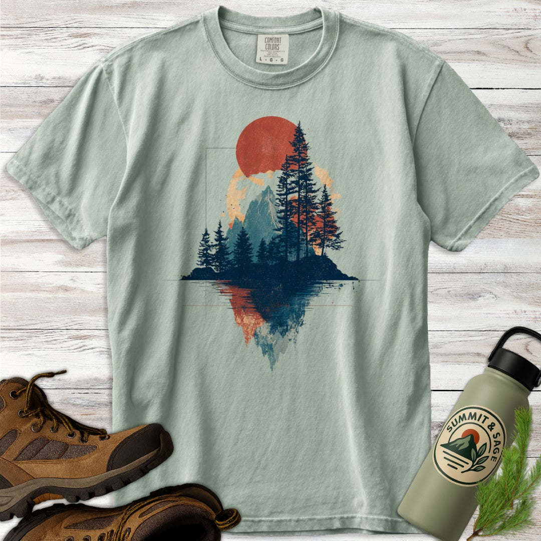 Crimson Dusk Geometric T-Shirt