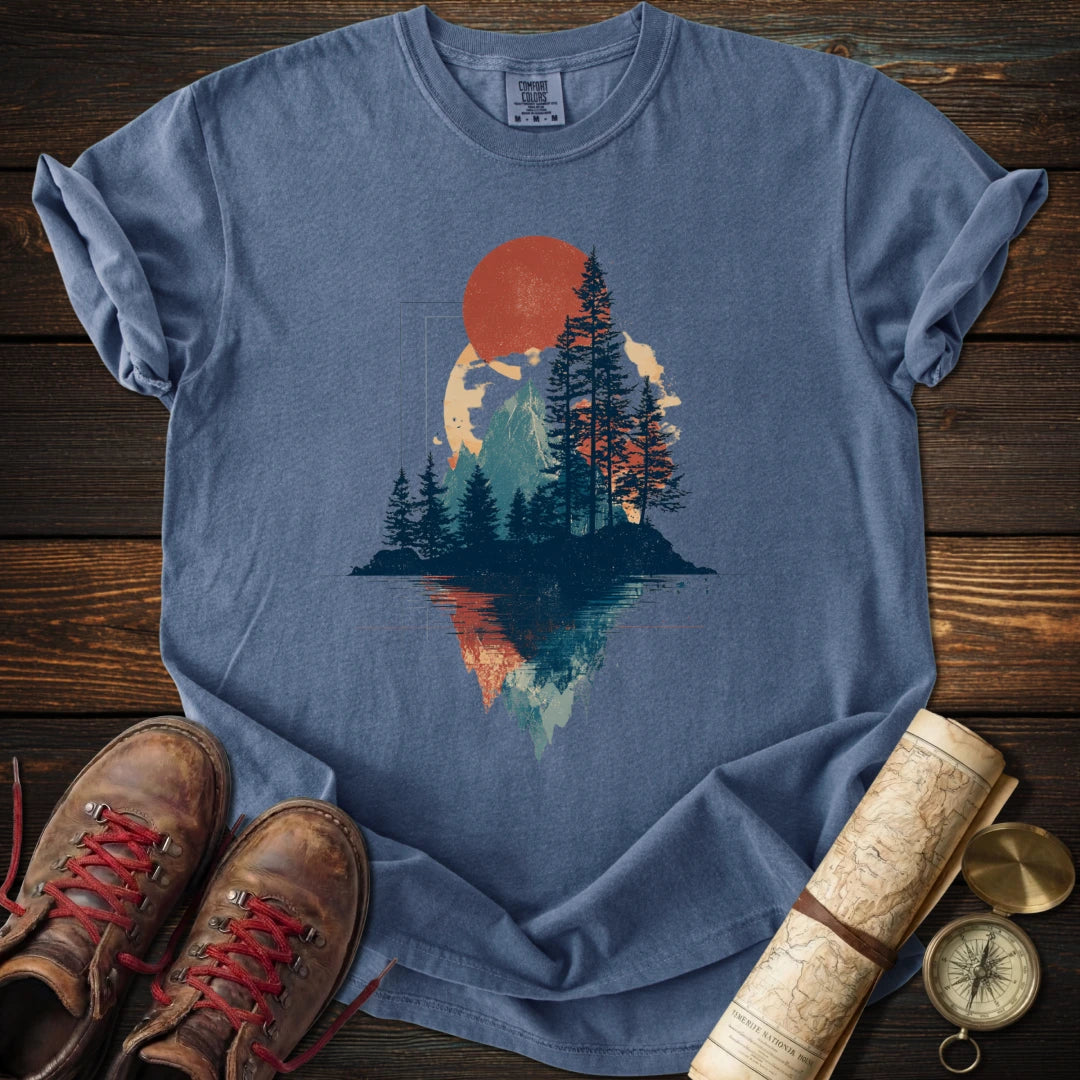 Crimson Dusk Geometric T-Shirt