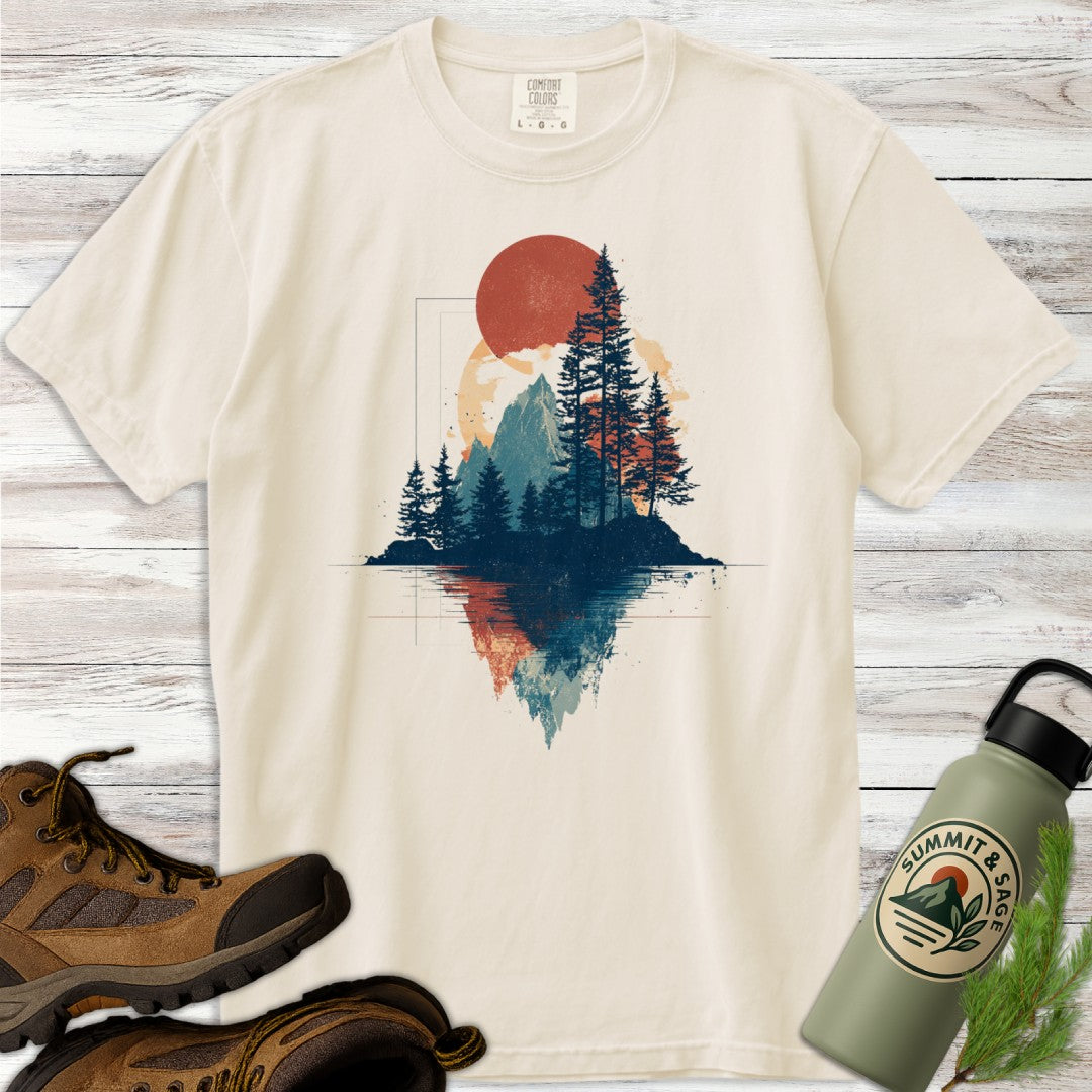 Crimson Dusk Geometric T-Shirt