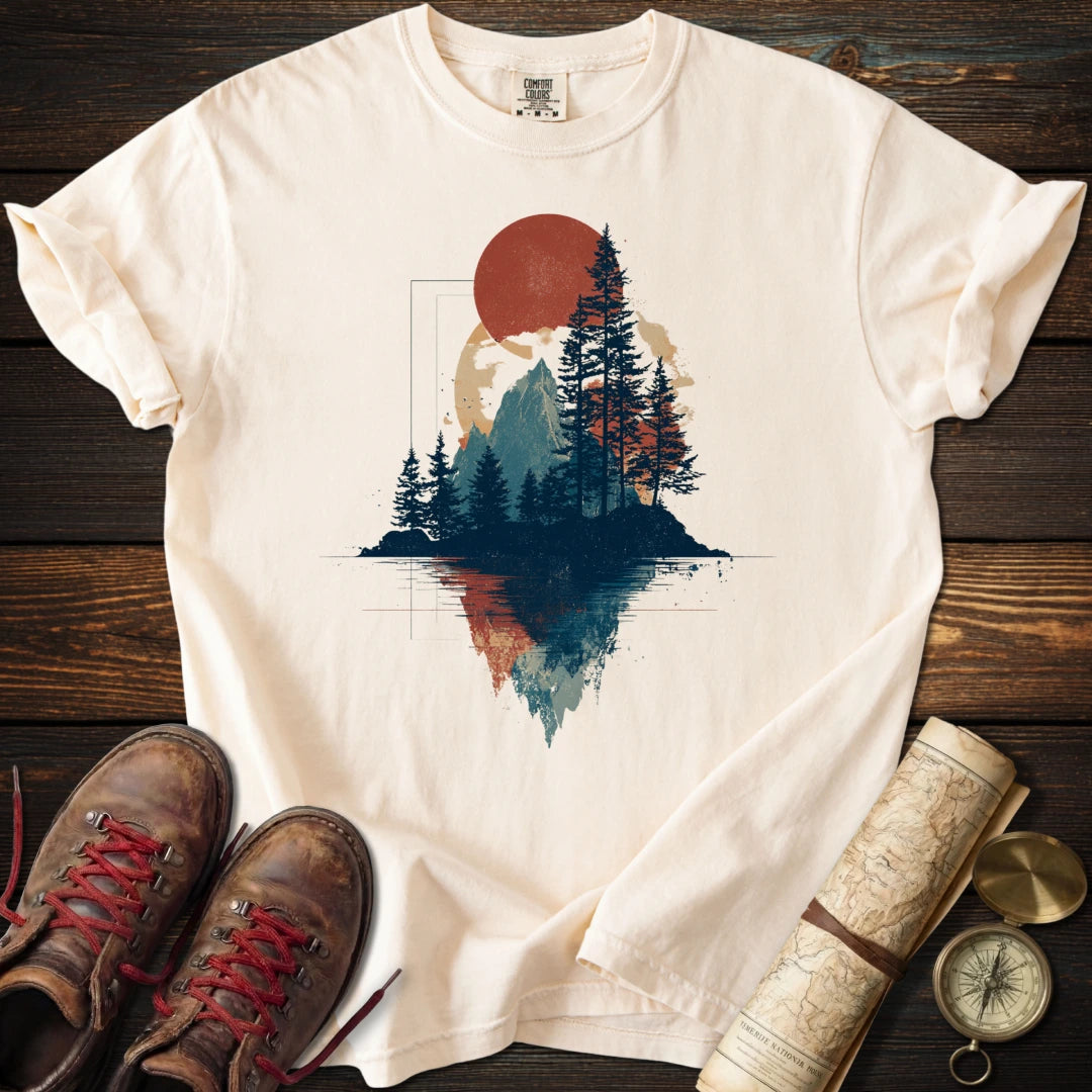 Crimson Dusk Geometric T-Shirt