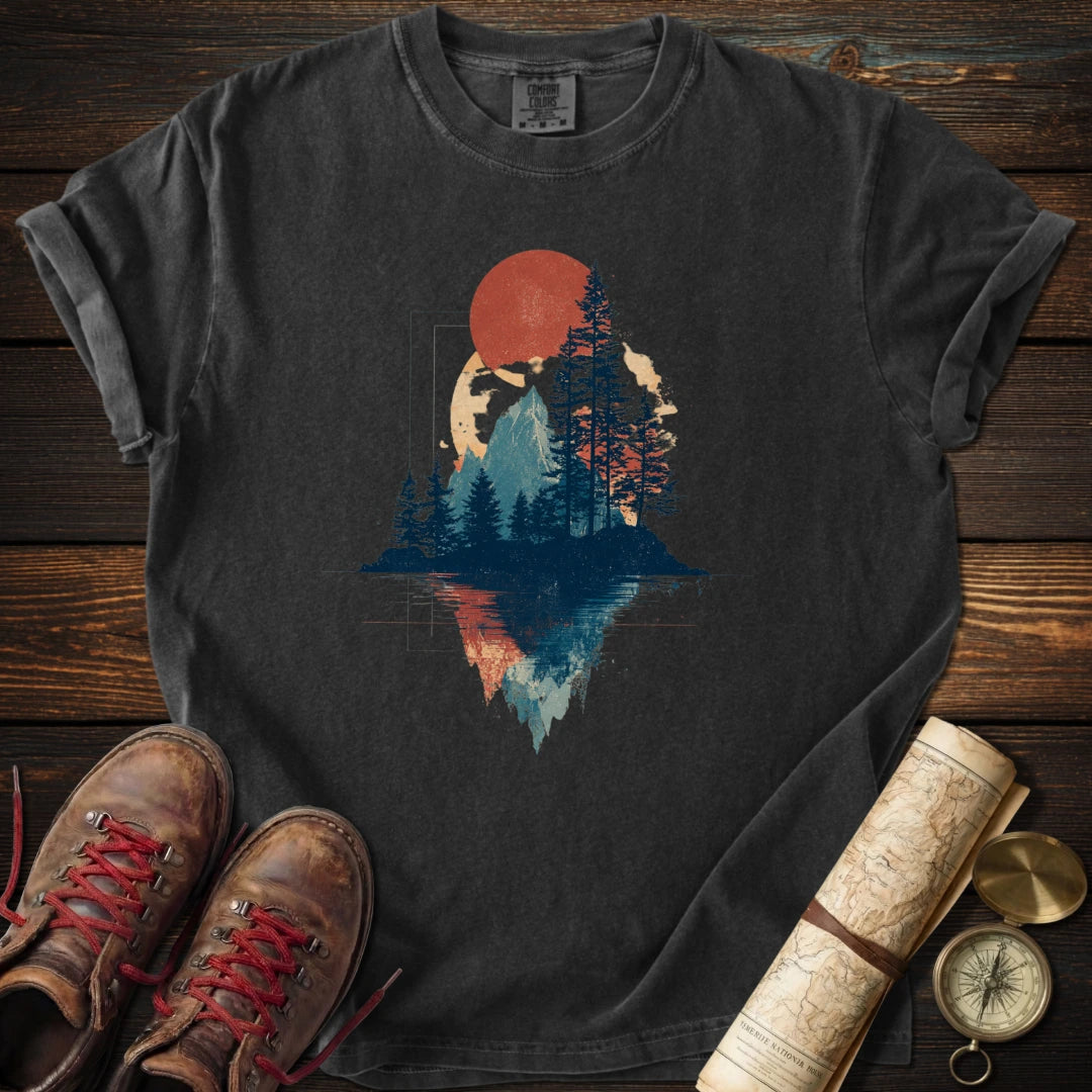 Crimson Dusk Geometric T-Shirt