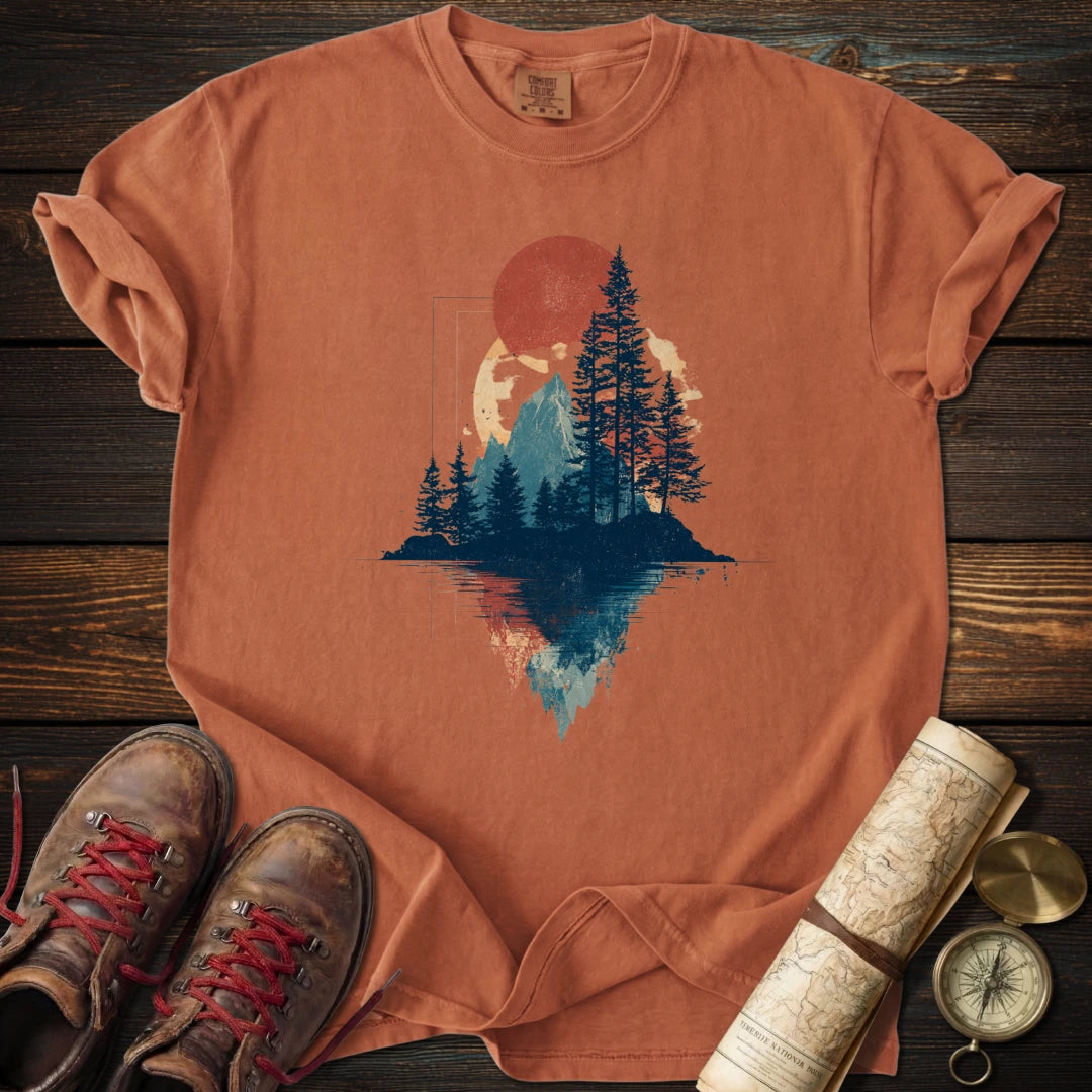 Crimson Dusk Geometric T-Shirt