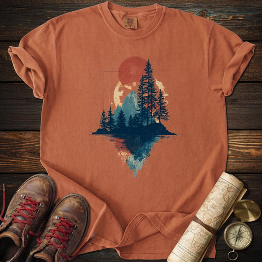 Crimson Dusk Geometric T-Shirt
