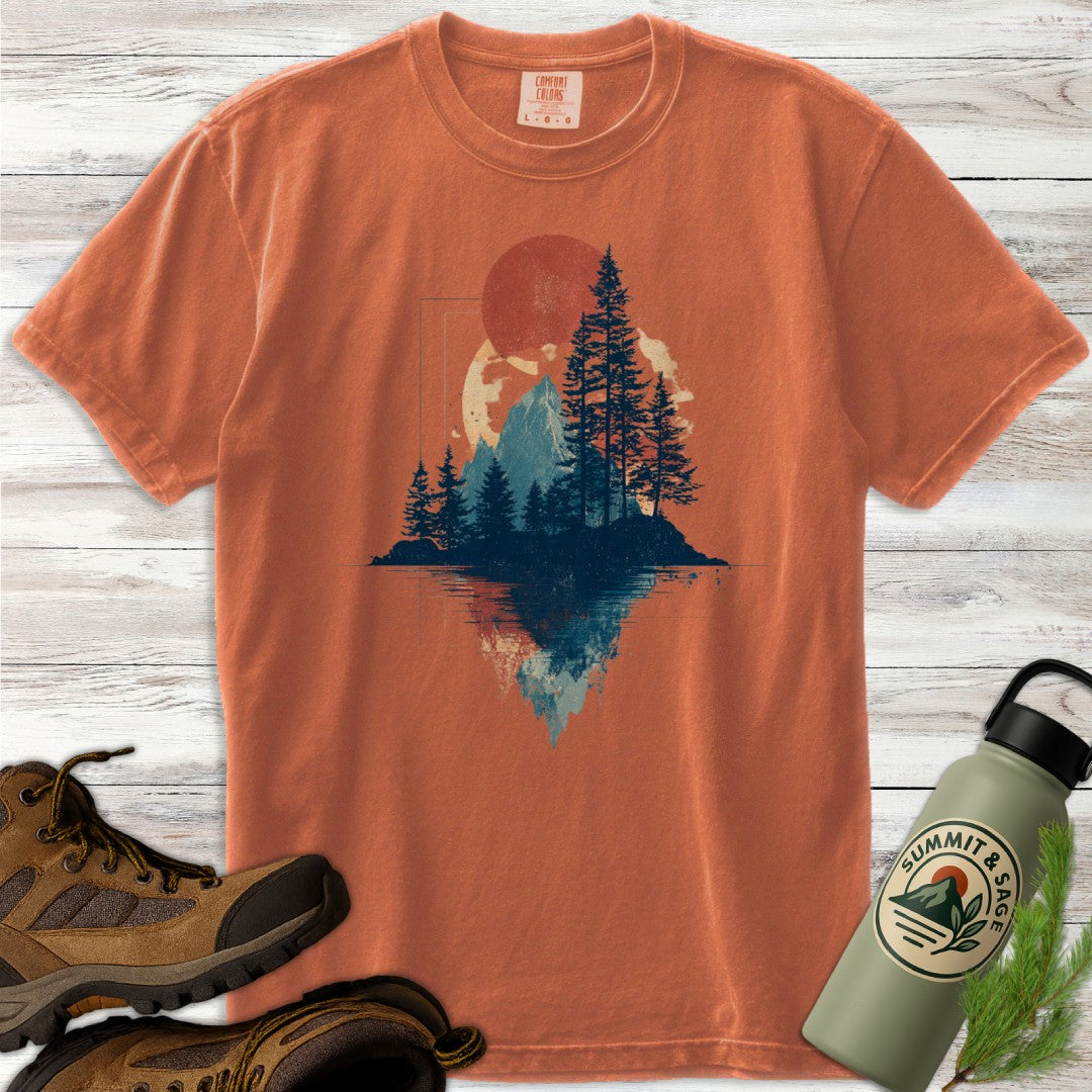 Crimson Dusk Geometric T-Shirt