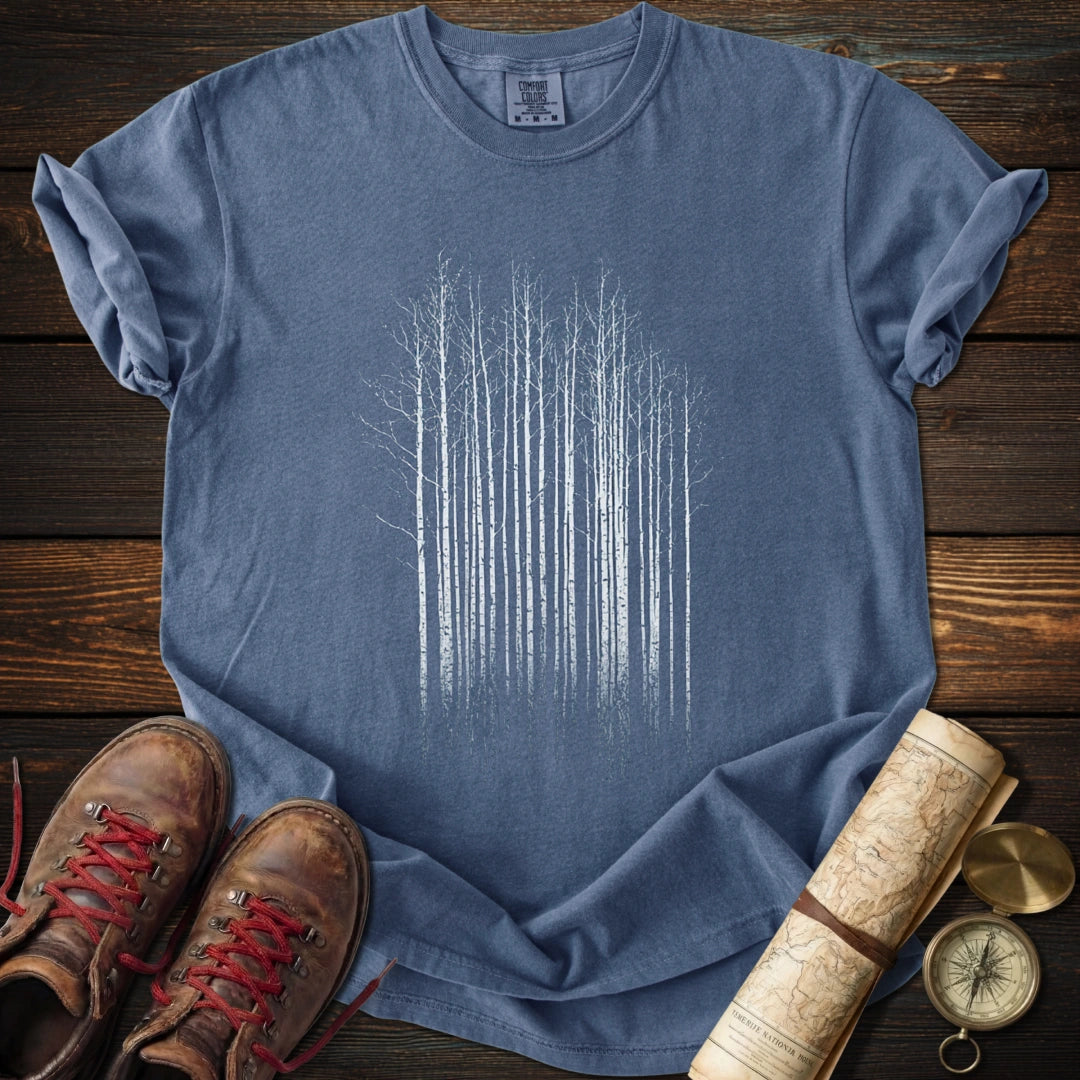 Midnight Aspens Tree Line T-Shirt