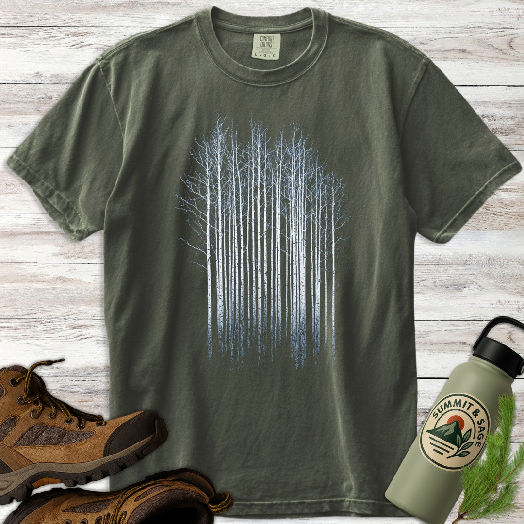 Midnight Aspens Tree Line T-Shirt