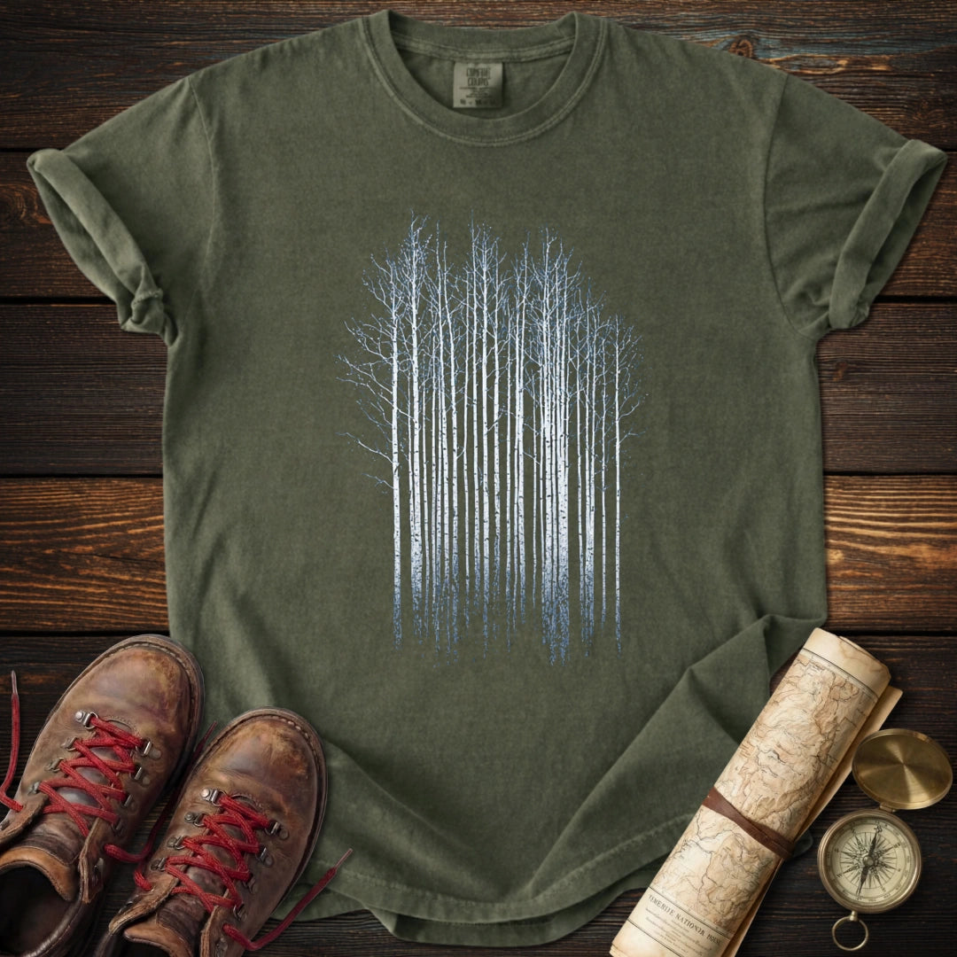 Midnight Aspens Tree Line T-Shirt