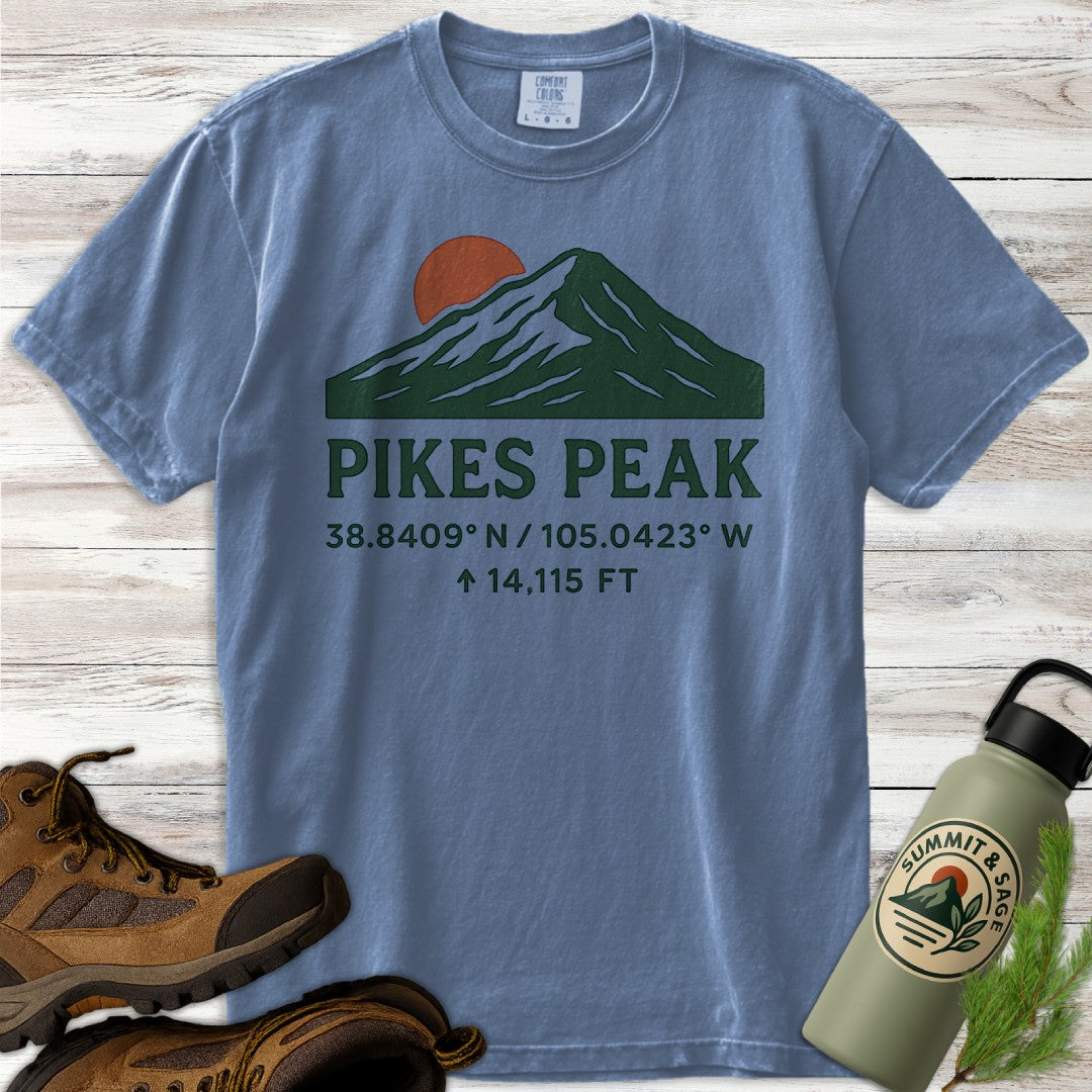 Pikes Peak Coordinates Elevation T-Shirt