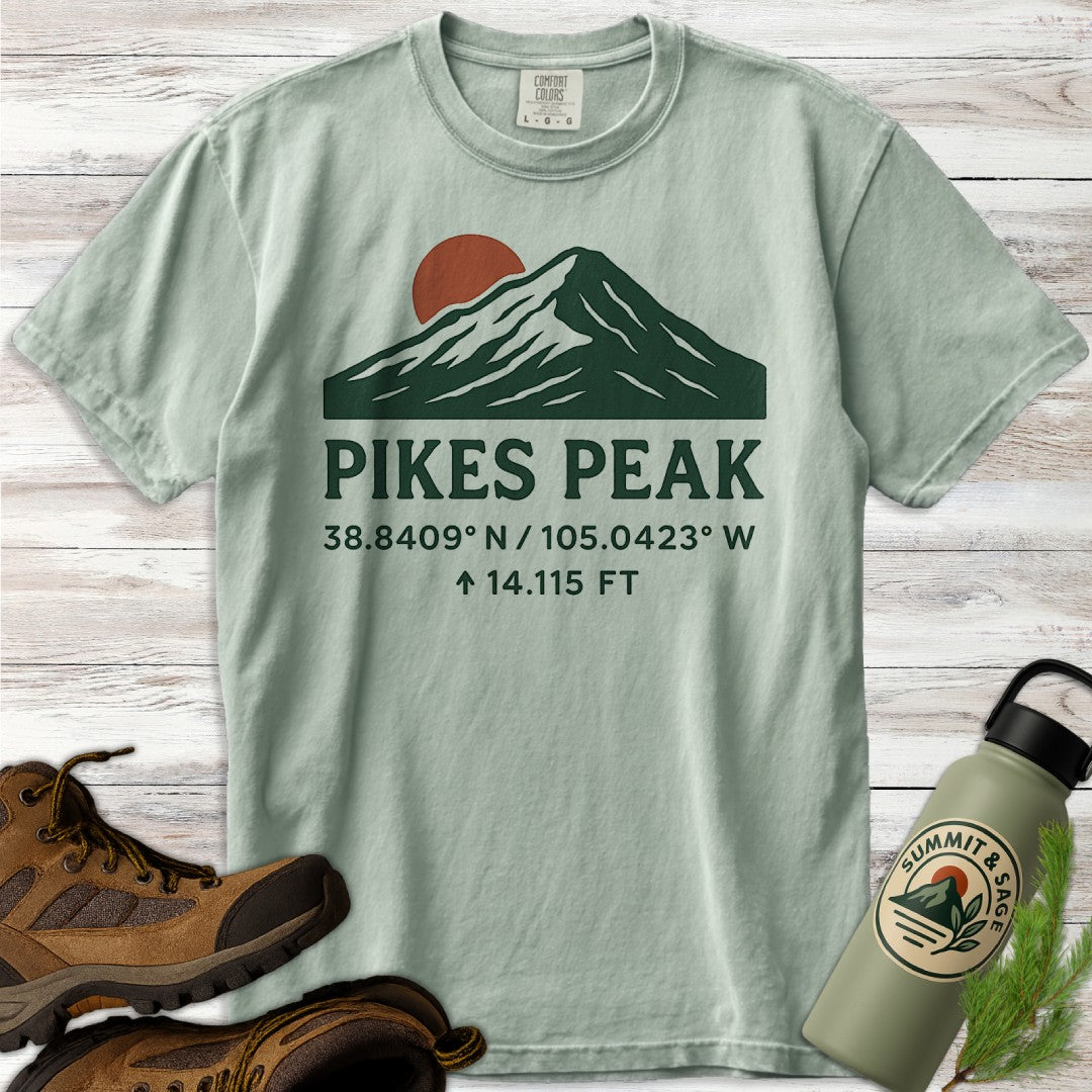 Pikes Peak Coordinates Elevation T-Shirt