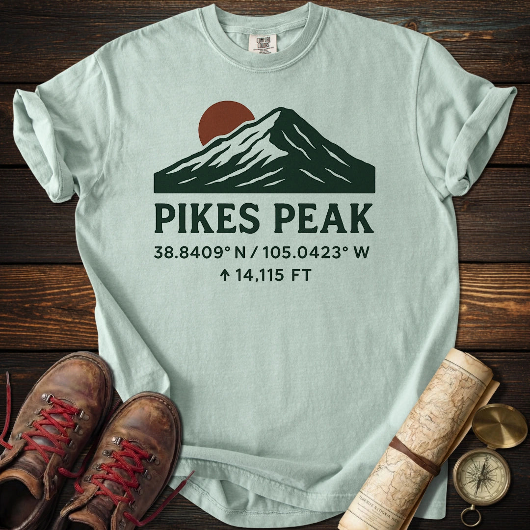 Pikes Peak Coordinates Elevation T-Shirt