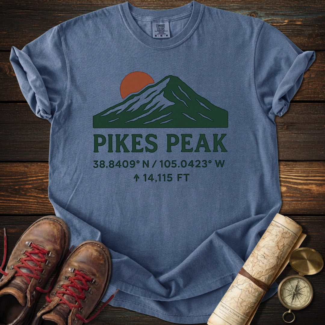Pikes Peak Coordinates Elevation T-Shirt