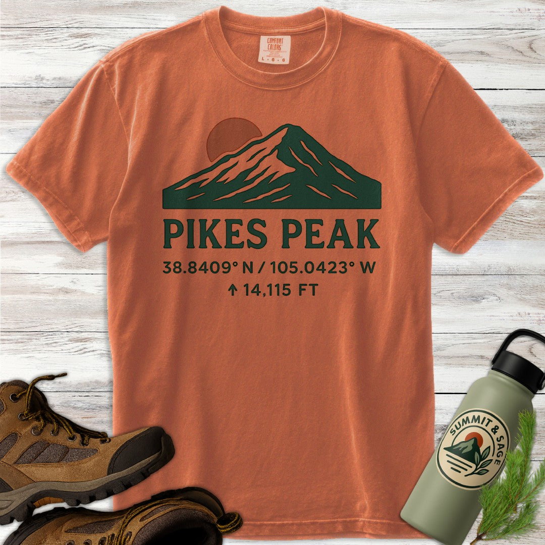 Pikes Peak Coordinates Elevation T-Shirt
