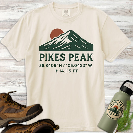 Pikes Peak Coordinates Elevation T-Shirt
