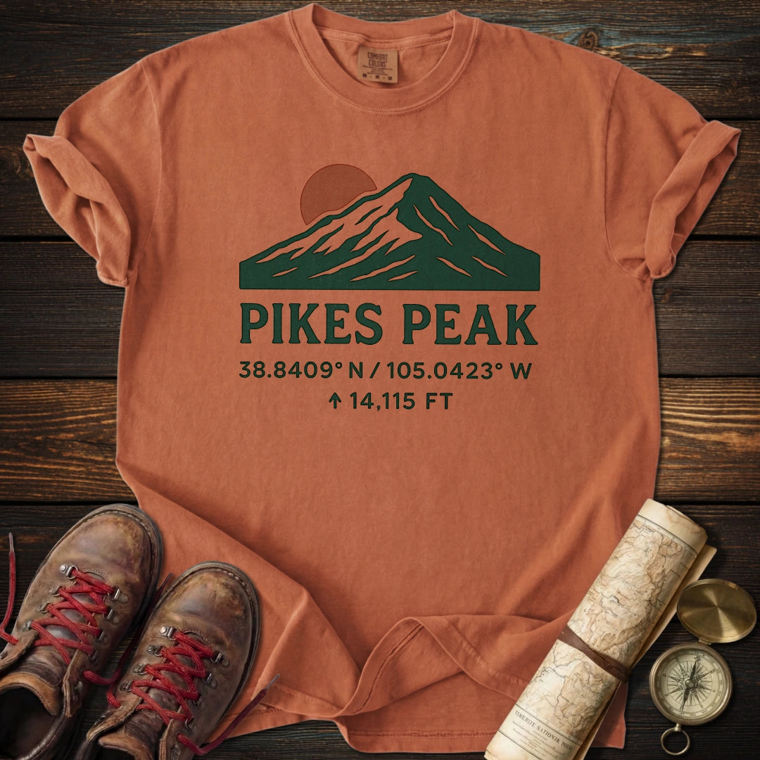 Pikes Peak Coordinates Elevation T-Shirt