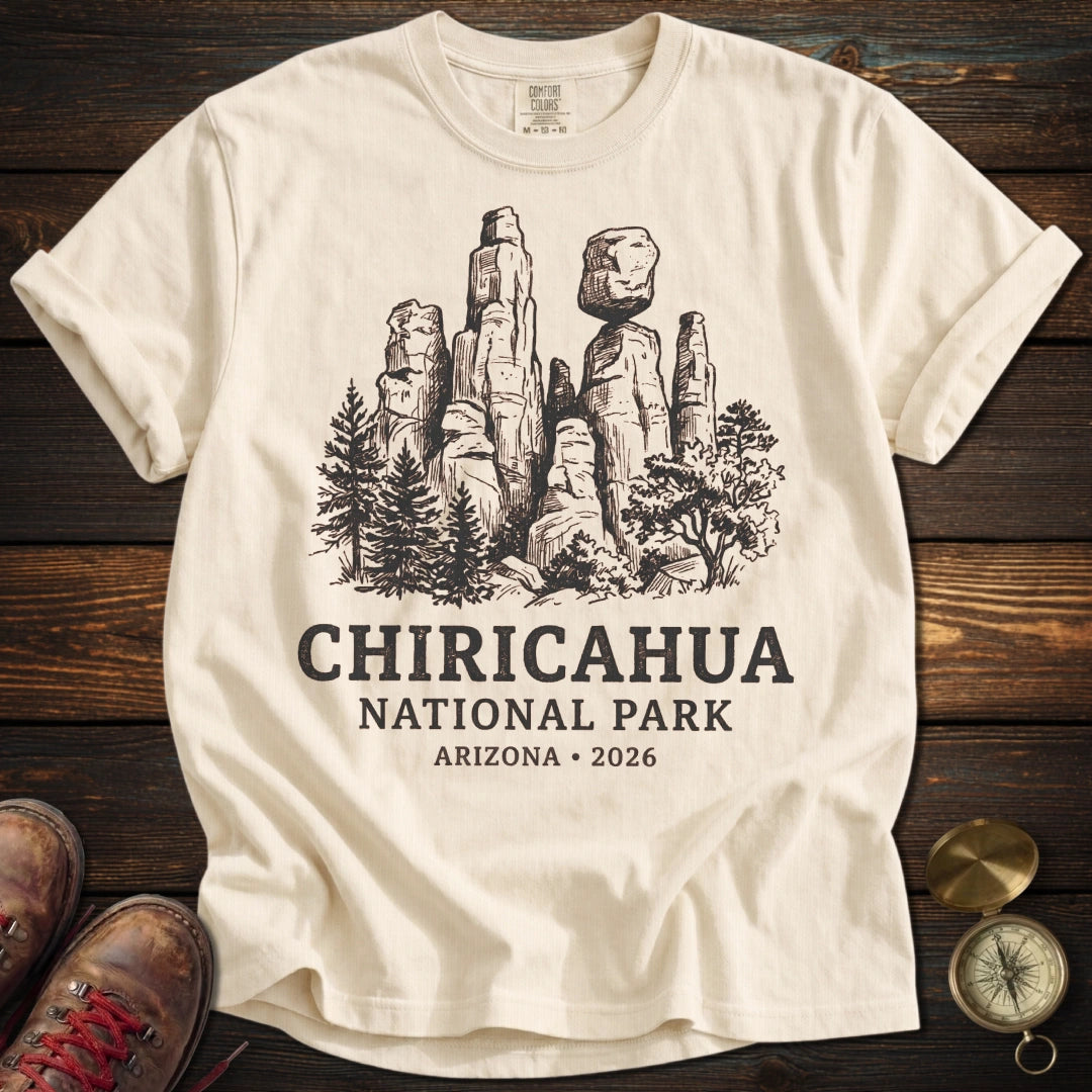 Chiricahua National Park Sketch Line Art T-Shirt - Ivory T-Shirt