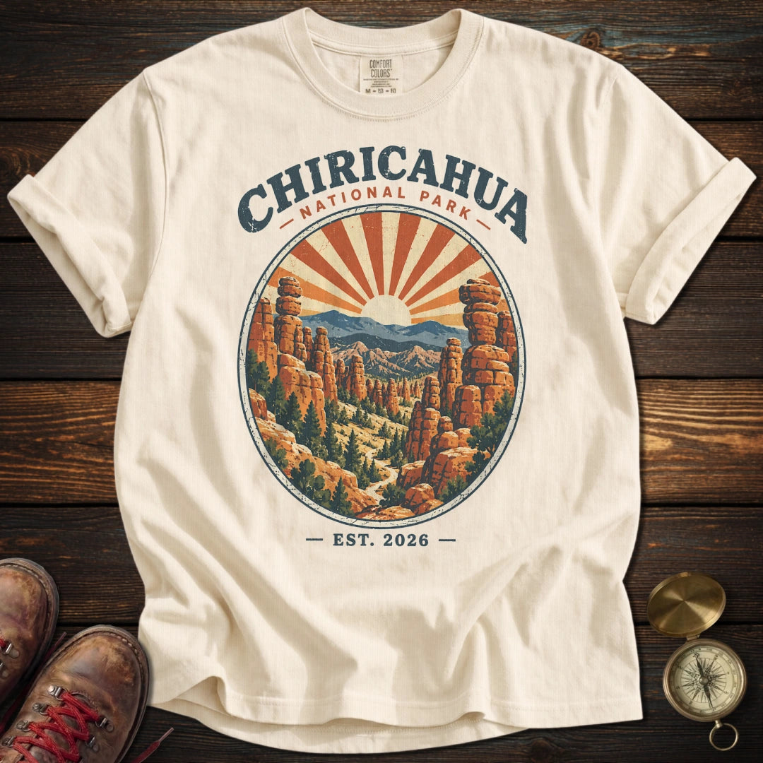 Chiricahua National Park Retro Sunburst Trail T-Shirt - Ivory T-Shirt