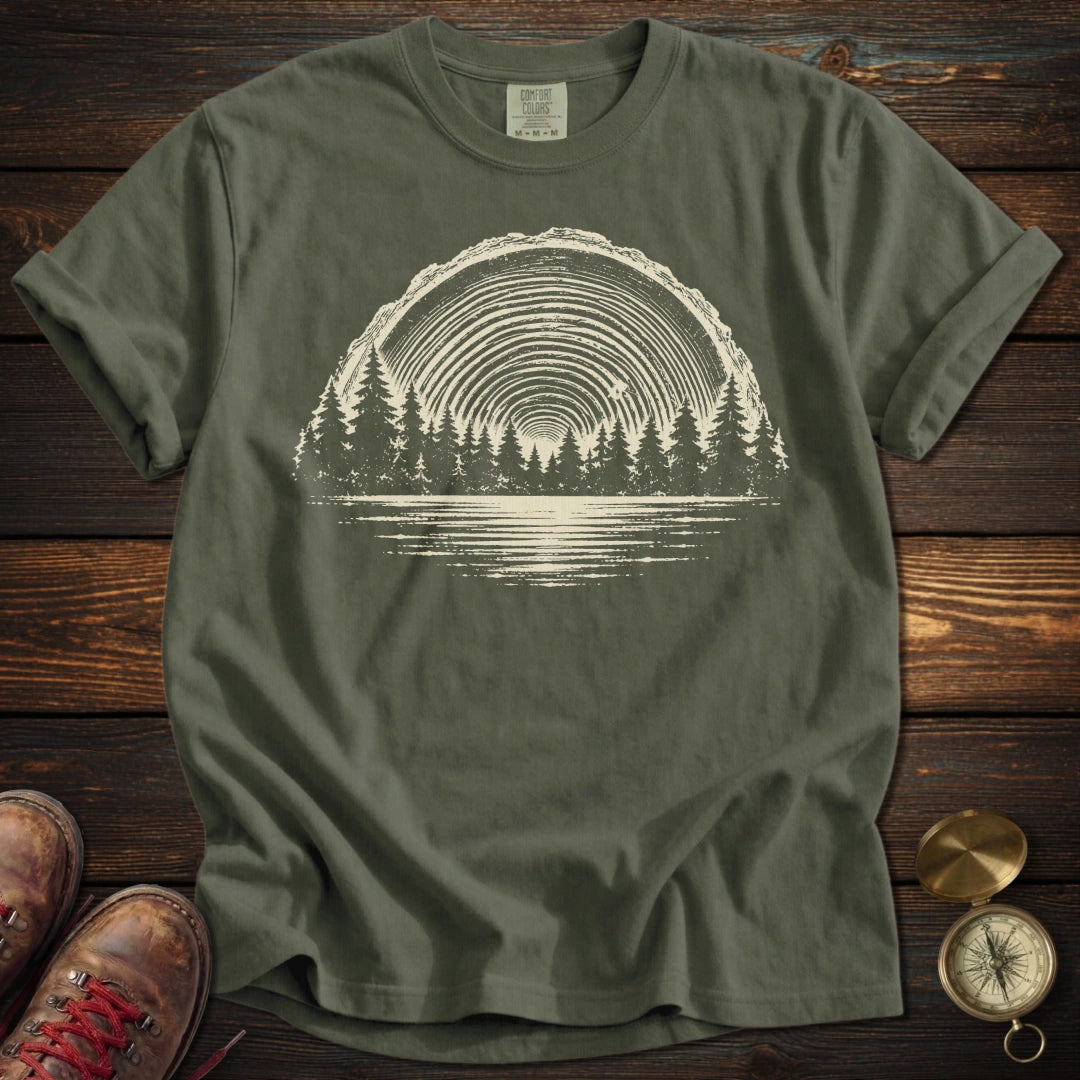 Tree Ring Sunset T-Shirt - Moss T-Shirt