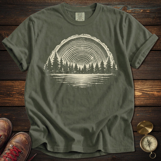 Tree Ring Sunset T-Shirt - Moss T-Shirt