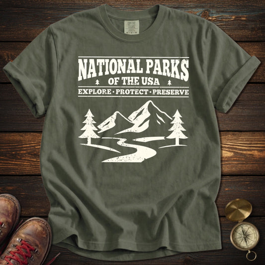 National Parks USA Distressed Graphic T-Shirt
