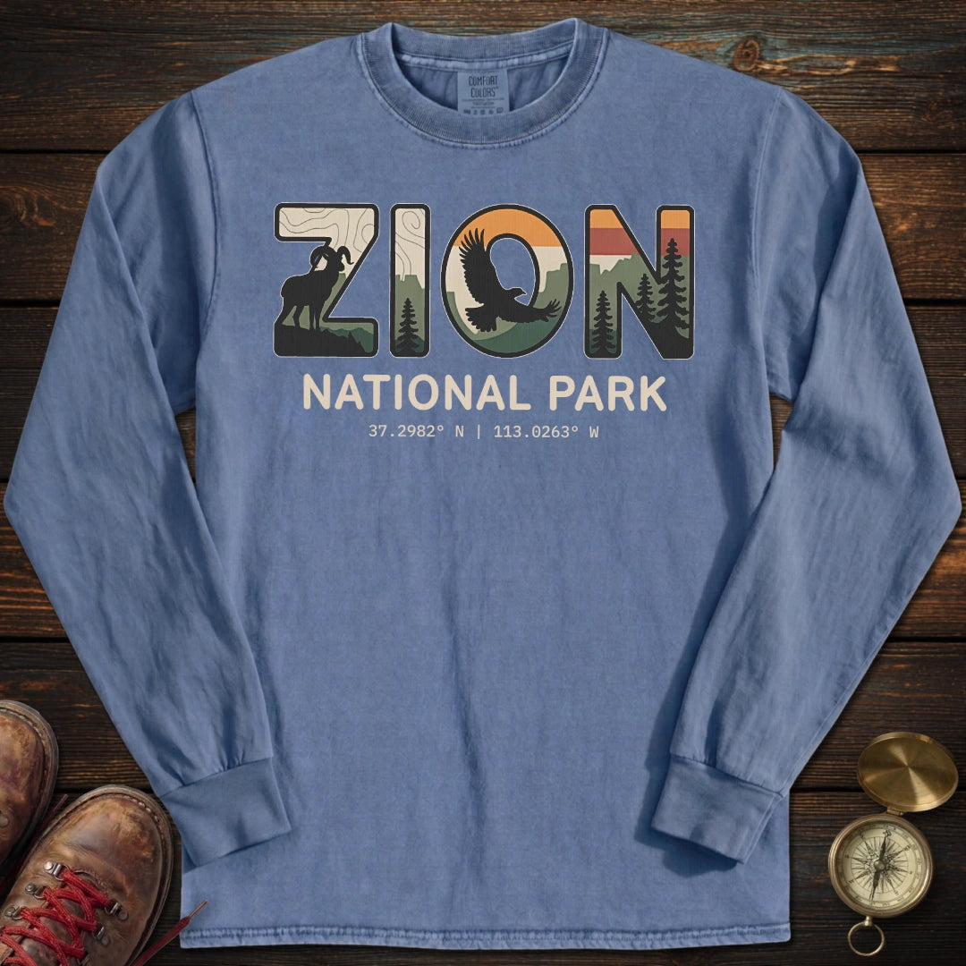 Zion Wildlife Graphic Long Sleeved T-Shirt
