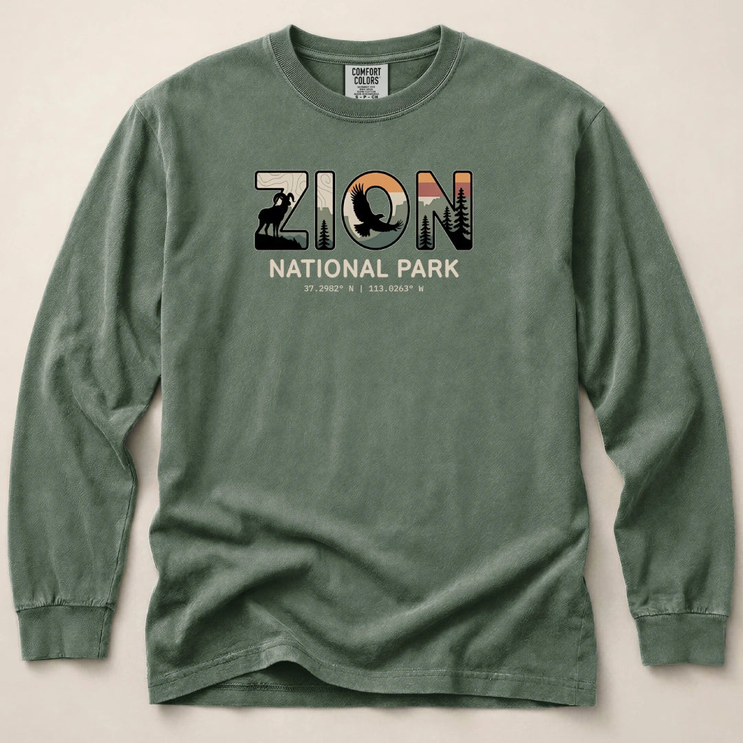 Zion Wildlife Graphic Long Sleeved T-Shirt