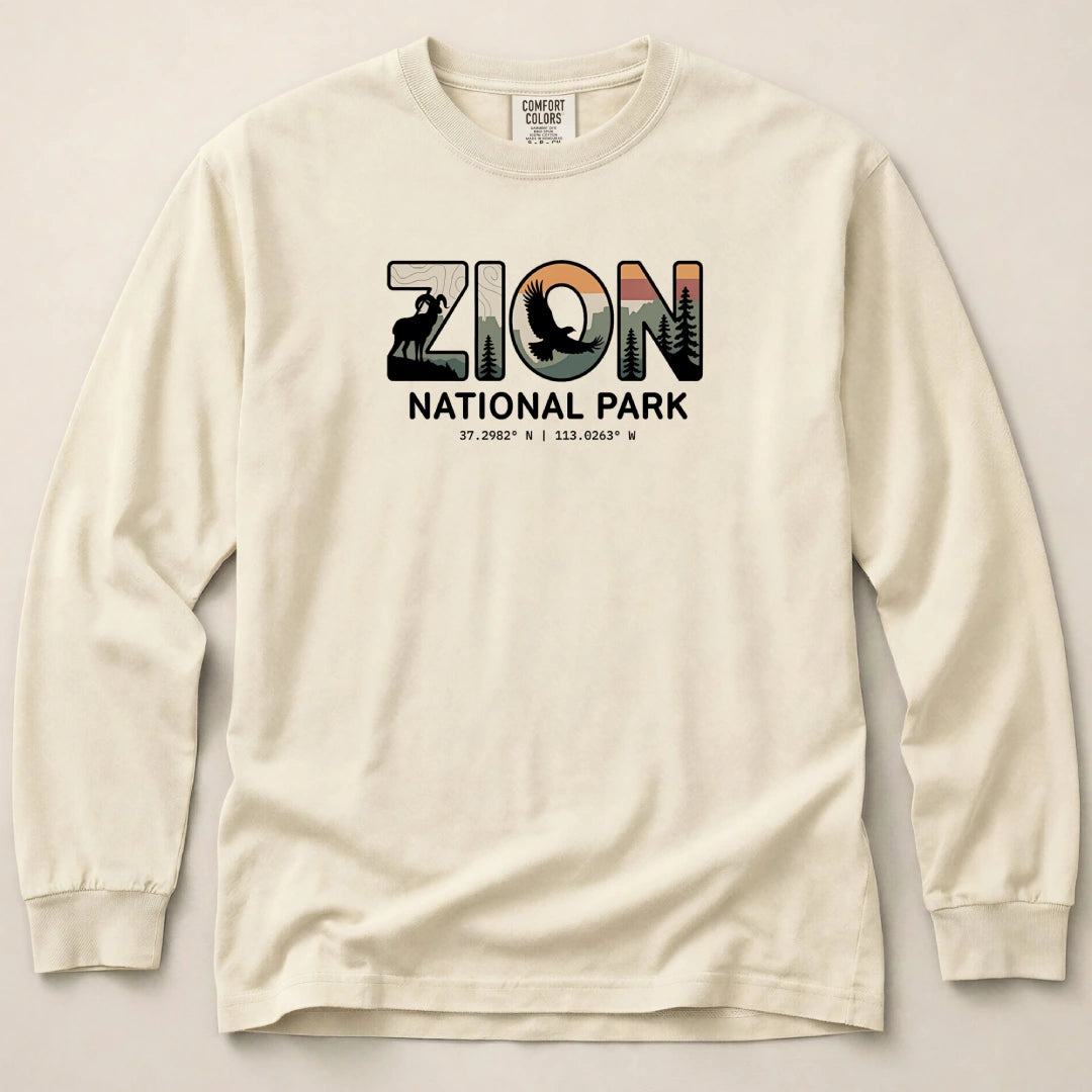 Zion Wildlife Graphic Long Sleeved T-Shirt
