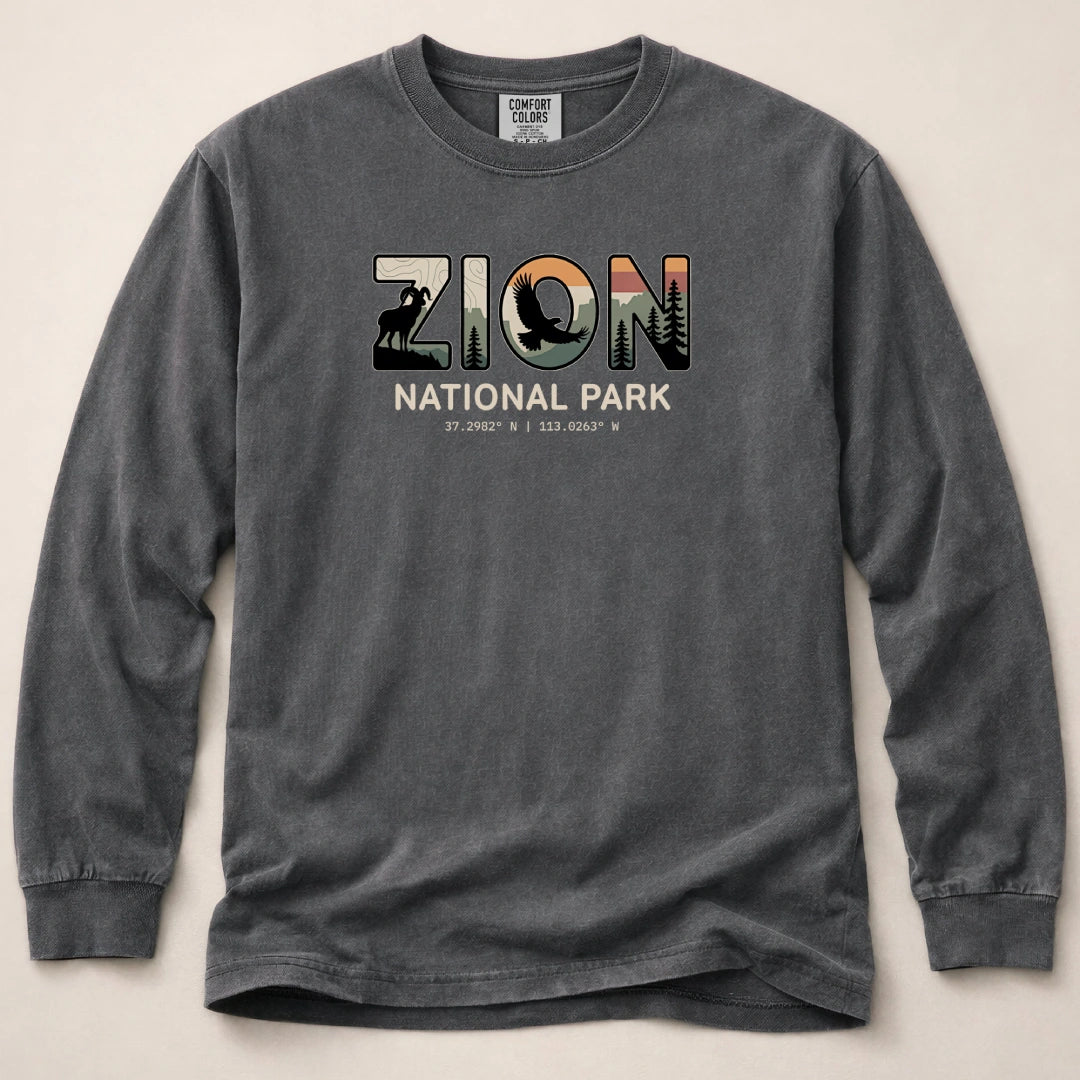 Zion Wildlife Graphic Long Sleeved T-Shirt