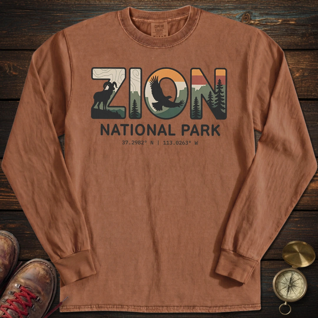 Zion Wildlife Graphic Long Sleeved T-Shirt
