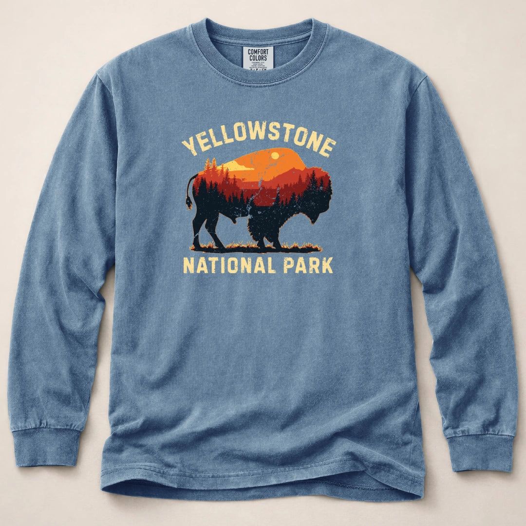 Vintage Yellowstone Buffalo Long Sleeved T-Shirt