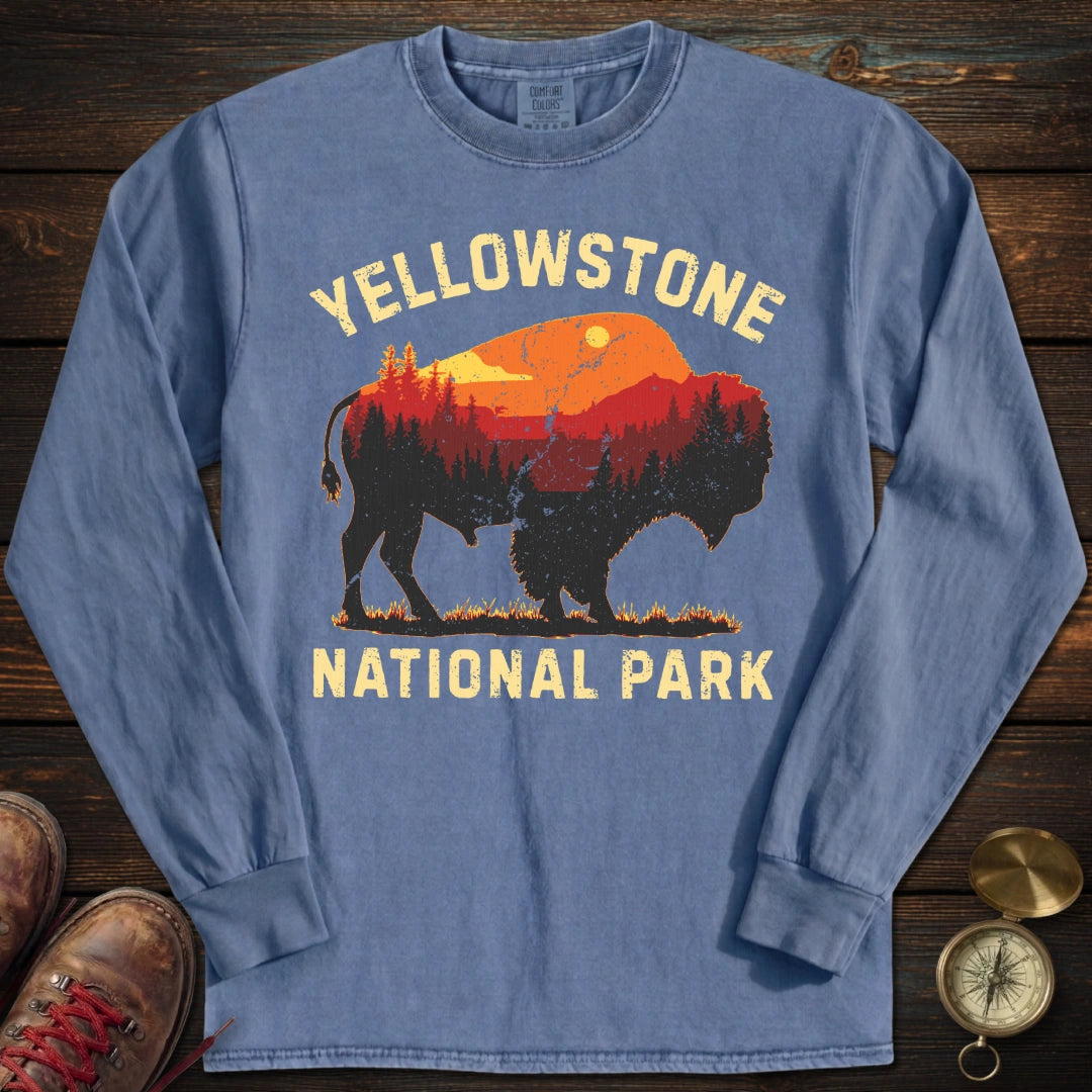 Vintage Yellowstone Buffalo Long Sleeved T-Shirt