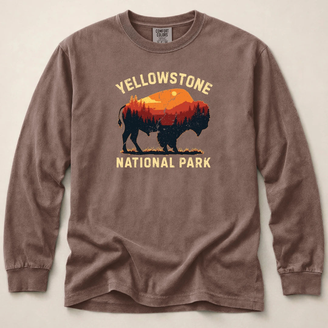 Vintage Yellowstone Buffalo Long Sleeved T-Shirt