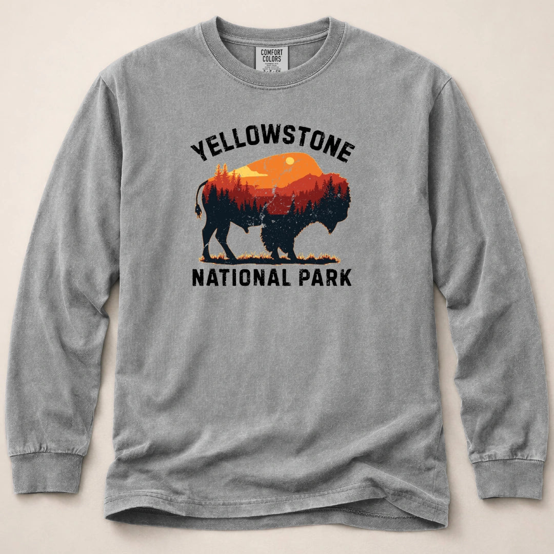 Vintage Yellowstone Buffalo Long Sleeved T-Shirt