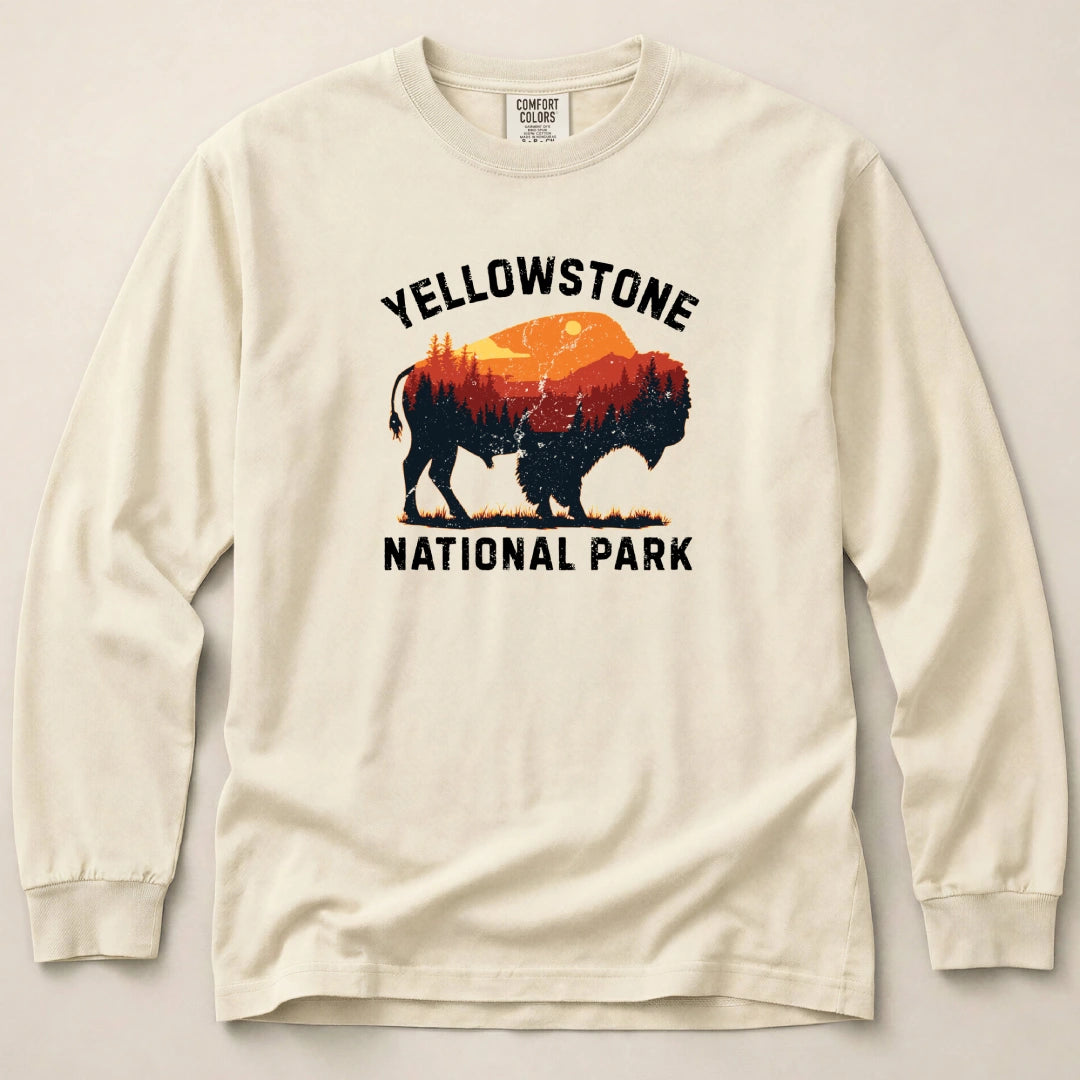 Vintage Yellowstone Buffalo Long Sleeved T-Shirt
