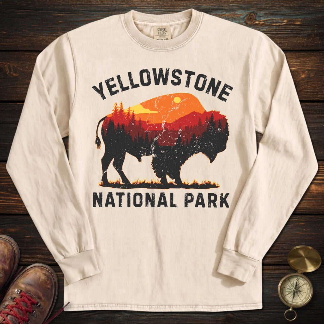 Vintage Yellowstone Buffalo Long Sleeved T-Shirt