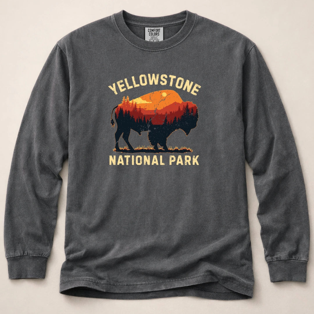 Vintage Yellowstone Buffalo Long Sleeved T-Shirt