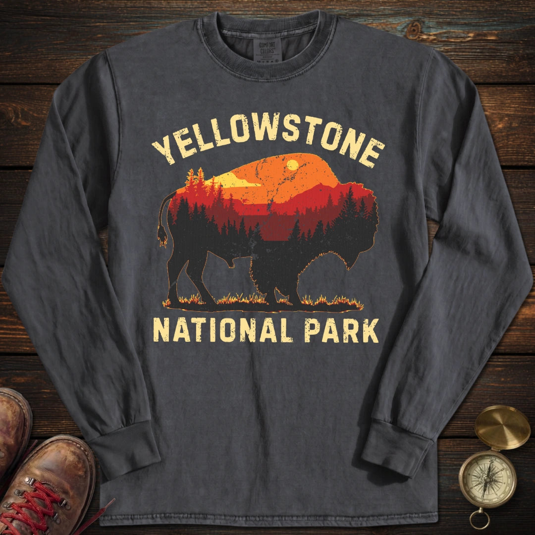 Vintage Yellowstone Buffalo Long Sleeved T-Shirt
