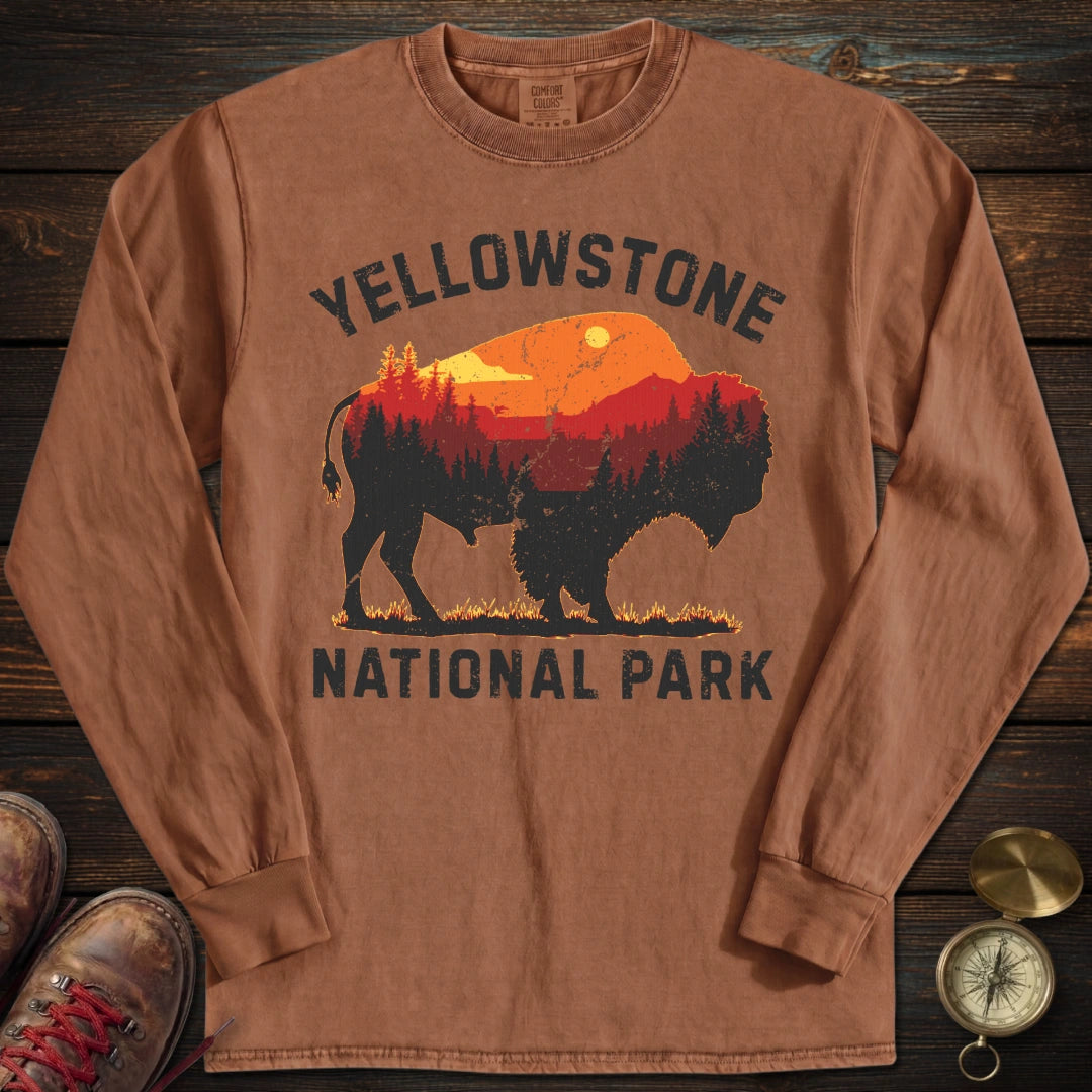Vintage Yellowstone Buffalo Long Sleeved T-Shirt