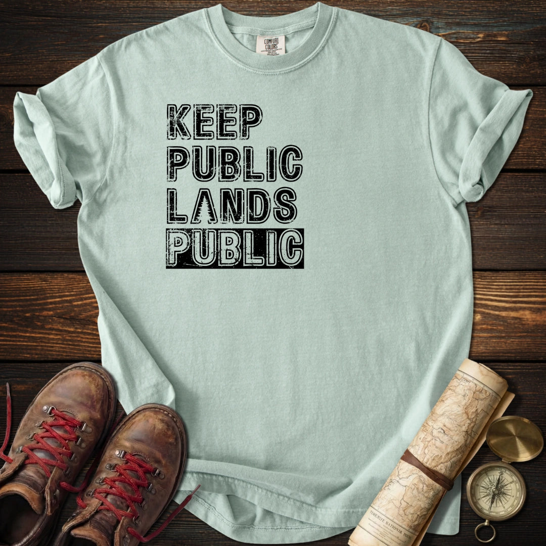Keep Public Distressed Text T-Shirt