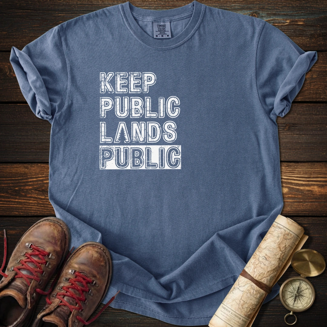 Keep Public Distressed Text T-Shirt