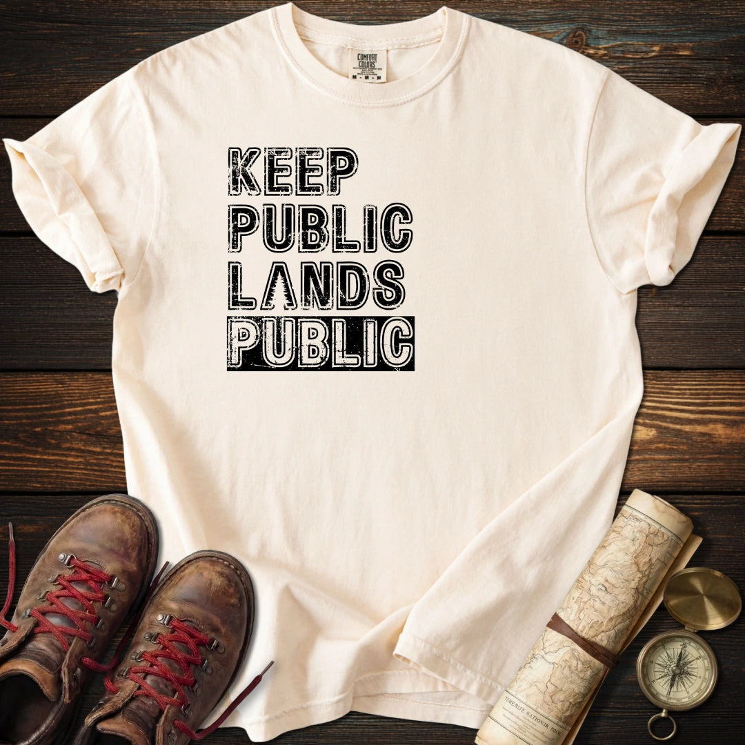 Keep Public Distressed Text T-Shirt