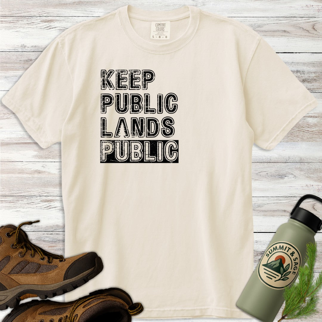 Keep Public Distressed Text T-Shirt