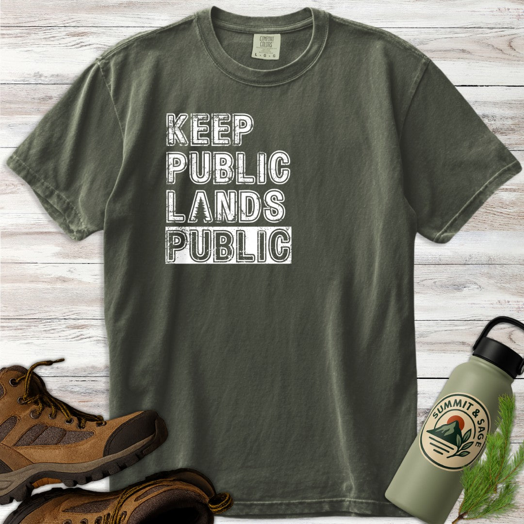 Keep Public Distressed Text T-Shirt